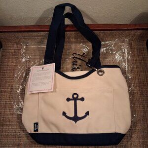 New Thirty-One 31 Canvas Crew Mini Thermal Tote Bag 062A Navy/Natural